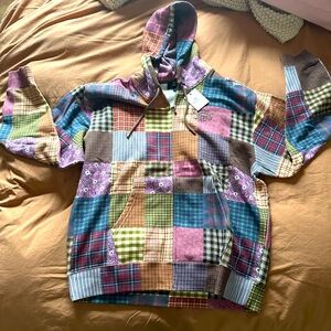 Quilt Print Zip Hoodie